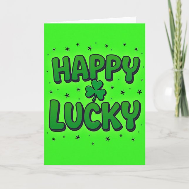 Tarjeta de Trébol Afortunado Feliz (Anverso)