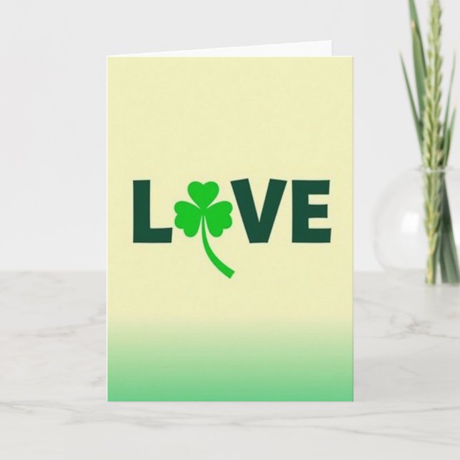 Tarjeta de trébol de amor verde (Anverso)