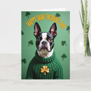 Tarjeta de trébol de Boston Terrier