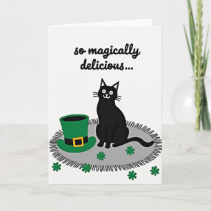 Tarjeta de trébol de gato afortunado