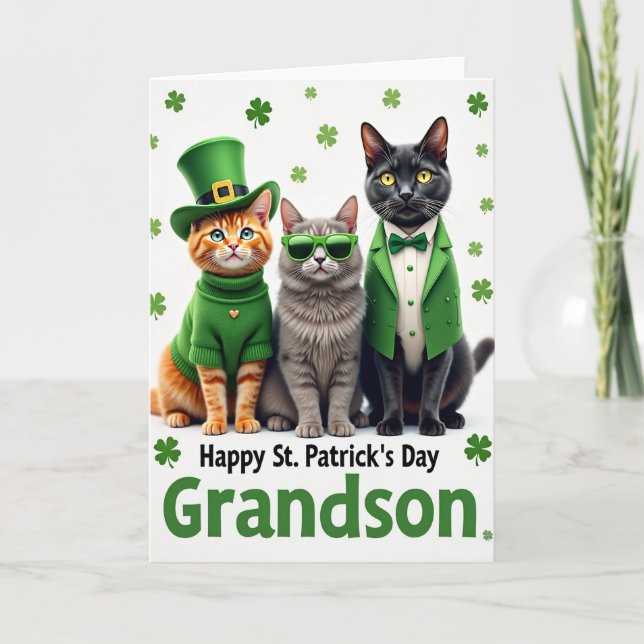 Tarjeta de trébol de gatos de oro falso (Anverso)
