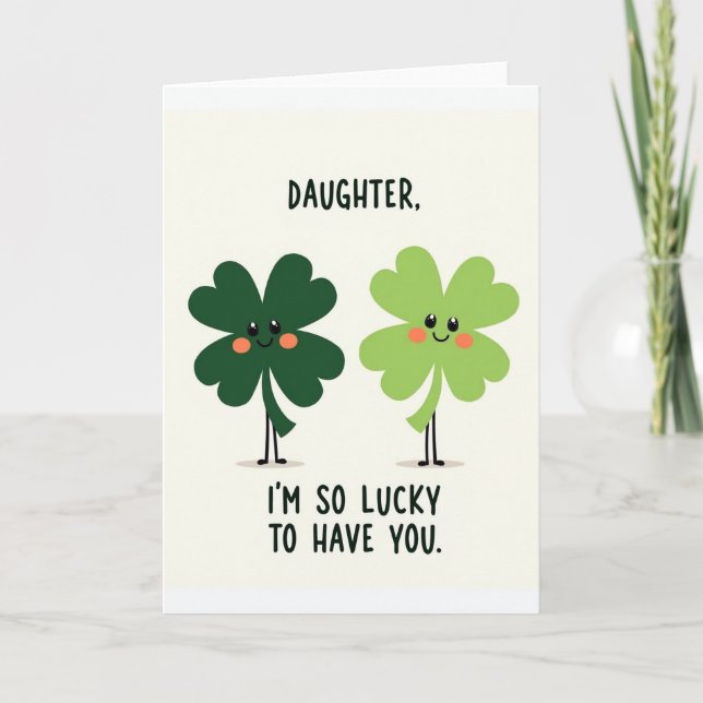 Tarjeta de trébol de hija afortunada (Anverso)