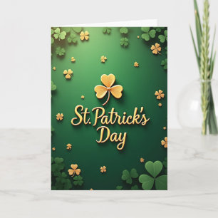 Tarjeta de trébol de oro del día de San Patricio