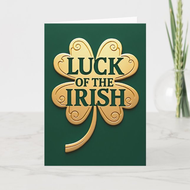 Tarjeta de trébol irlandés afortunado (Anverso)