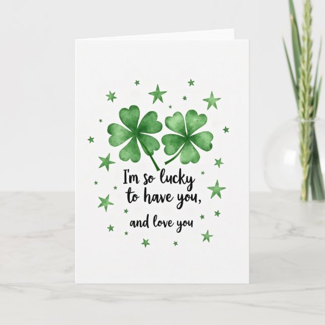 Tarjeta de tréboles afortunados que te aman (Anverso)