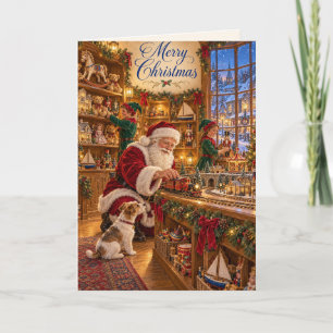 Tarjeta de tren de la tienda de juguetes de Santa