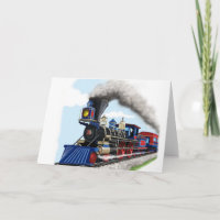 tarjeta de tren de vapor para niños