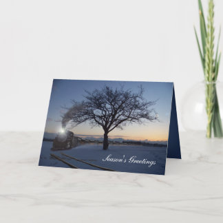 Tarjeta de tren matutino para navidades