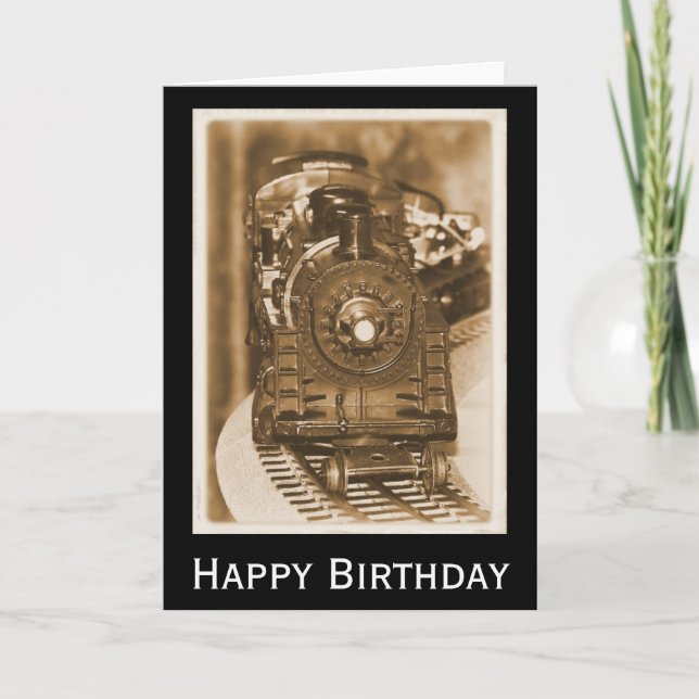 Tarjeta de tren modelo de cumpleaños feliz (Anverso)