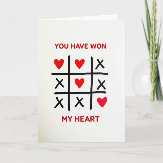 Tarjeta de Tres en Raya Has Ganado Mi Corazón (Anverso)