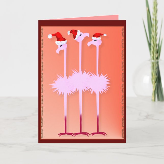 Tarjeta de tres flamencos del navidad (Anverso)