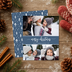 Tarjeta de tres fotos de Budget Merry Christmas Mo