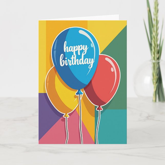 Tarjeta de Tres Globos Alegres (Anverso)