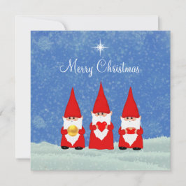 Tarjeta de tres gnomos de Navidad