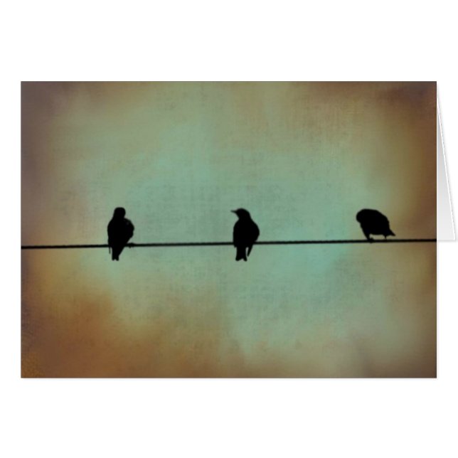 Tarjeta de tres mirlos (Anverso (Horizontal))