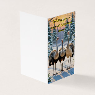 Tarjeta de tres Navidades de avestruces amigables