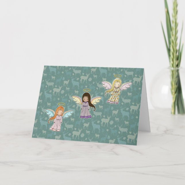 Tarjeta de tres pequeños ángeles Navidades (Anverso)