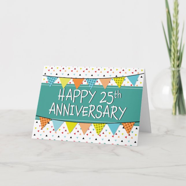 Tarjeta de Triángulos Coloridos del 25 Aniversario (Anverso)