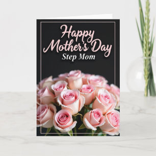 Tarjeta de tributo a mamá con rosas rosadas
