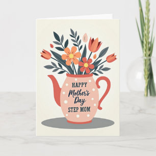 Tarjeta de Tributo Floral Tetera de Lunares