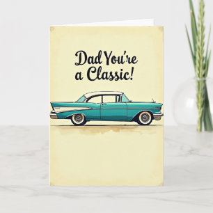 Tarjeta de Tributo para Papá con Coche Antiguo