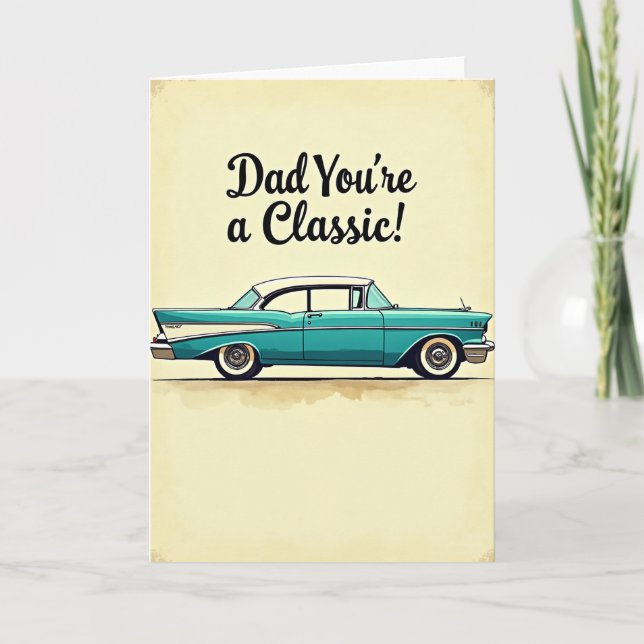 Tarjeta de Tributo para Papá con Coche Antiguo (Anverso)
