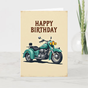 Tarjeta de triciclo teal para deseo de cumpleaños
