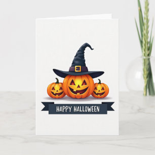 Tarjeta de trío de calabaza Feliz Halloween