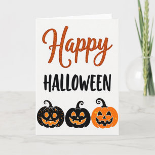 Tarjeta de trío de caras felices de Halloween