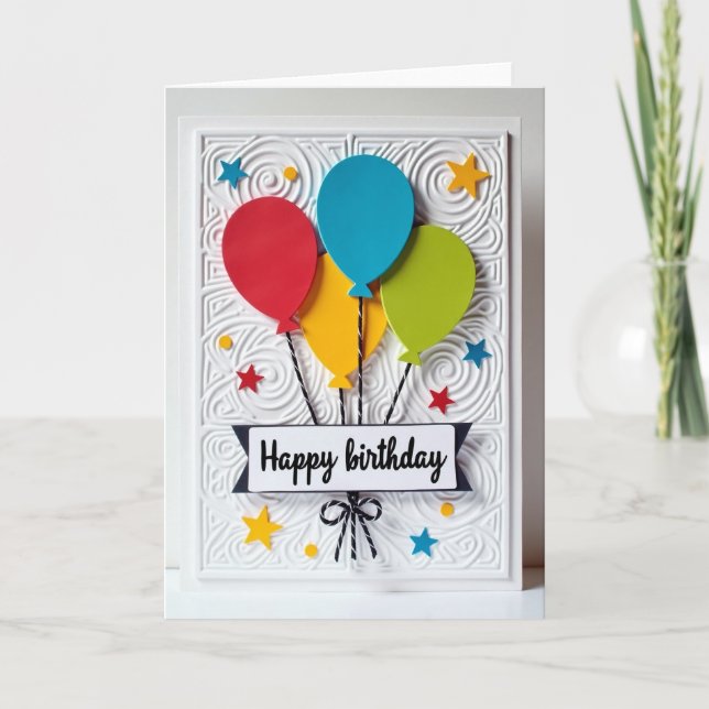 Tarjeta de trío de globos alegres (Anverso)