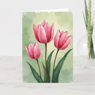 Tarjeta de trío floral de acuarela