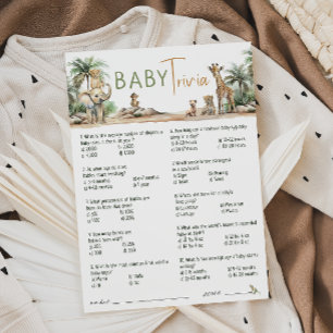 Tarjeta de trivialidad de Baby Shower para animale