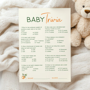 Tarjeta de trivialidades Baby Shower para naranja 