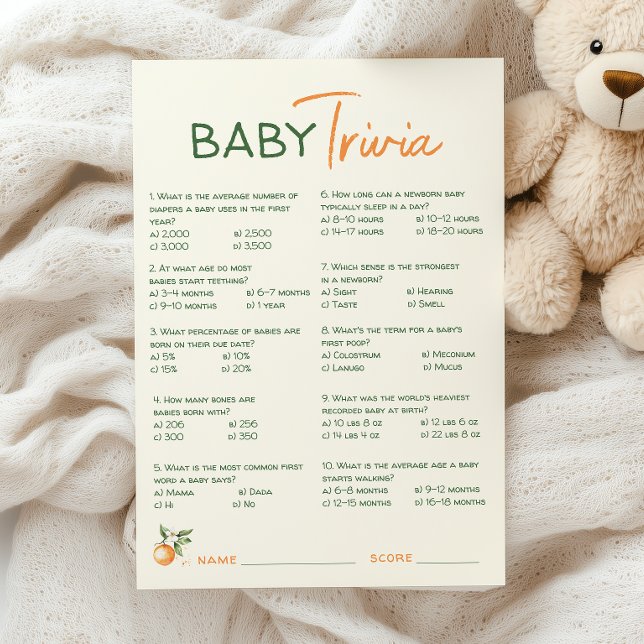 Tarjeta de trivialidades Baby Shower para naranja  (Subido por el creador)