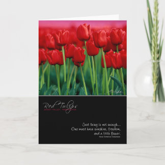 Tarjeta de tulipán rojo con cotización