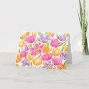 Tarjeta De Tulipanes Brillantes Y Hermosos