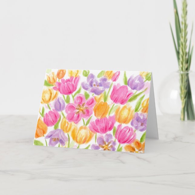 Tarjeta De Tulipanes Brillantes Y Hermosos (Anverso)