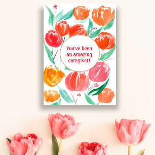 Tarjeta de tulipanes de acuarela para agradecer al