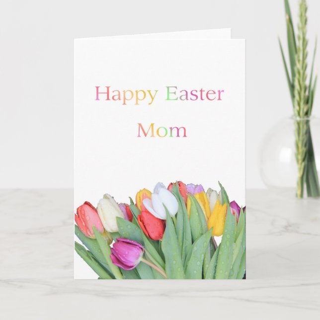 Tarjeta de tulipanes de Mamá Feliz Pascua (Anverso)