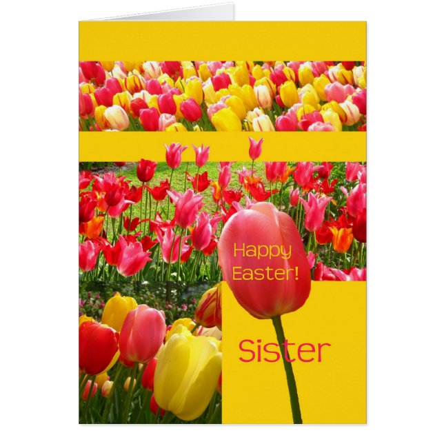 Tarjeta de tulipanes de Sister Happy Easter (Frente)