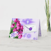 Tarjeta de tulipanes del día de la madre feliz