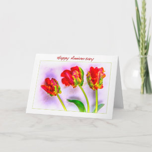 Tarjeta de tulipanes francesa de aniversario feliz