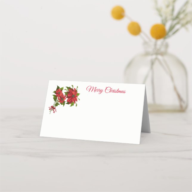 Tarjeta de ubicación de nombres - Poinsettias (Anverso)