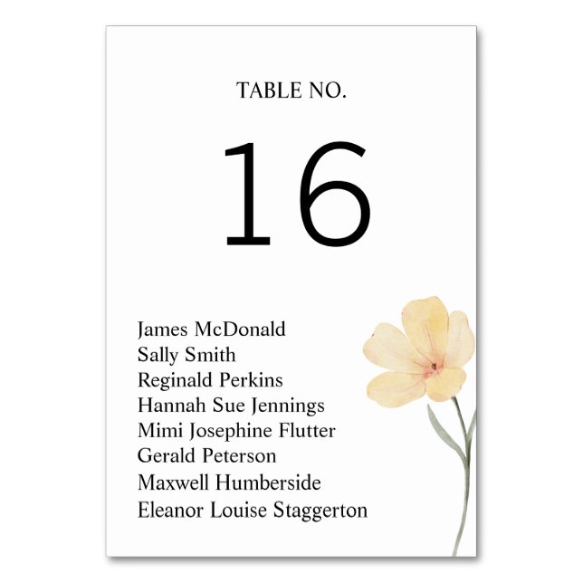 Tarjeta de ubicación de tabla de boda (Anverso)