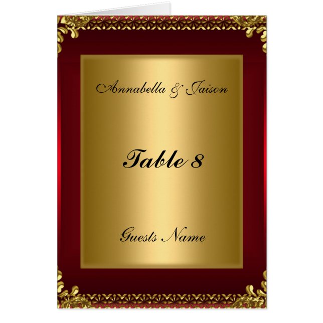 Tarjeta de ubicación de tabla y menú (Frente)