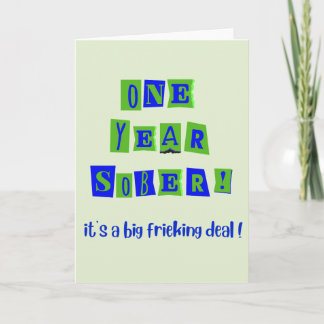 Tarjeta de un año sobrio con sobre 5x7"
