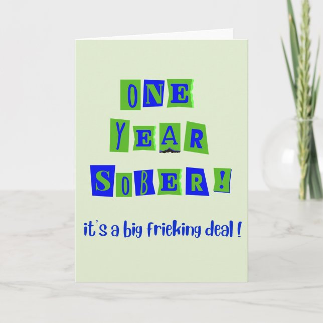 Tarjeta de un año sobrio con sobre 5x7" (Anverso)