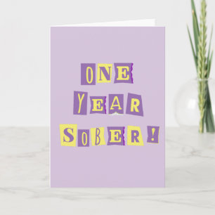 Tarjeta de un año sobrio con sobre ~ 5x7"