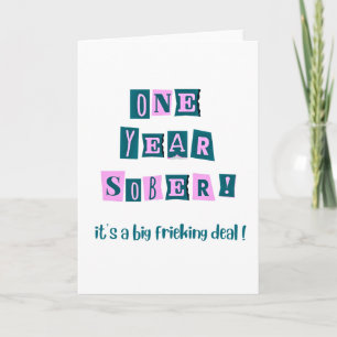 Tarjeta de un año sobrio con sobre ~ 5x7"