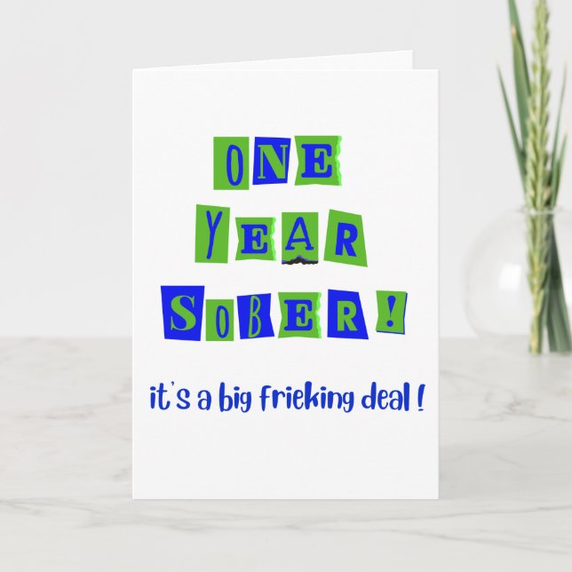 Tarjeta de un año sobrio con sobre ~ 5x7" (Anverso)
